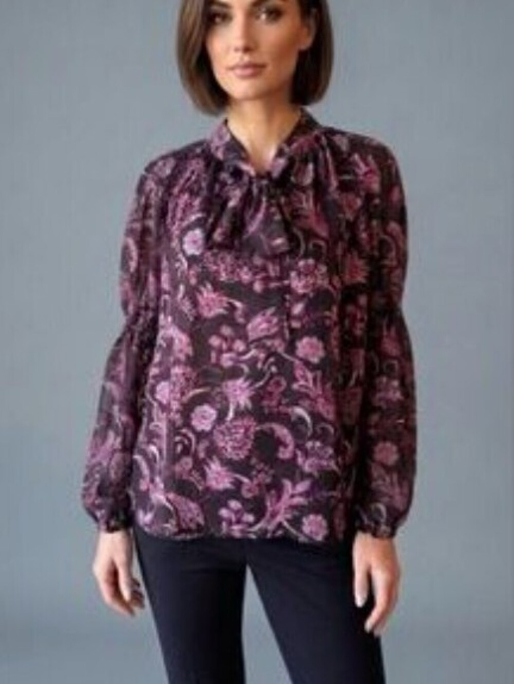 Sanctuary Black and Pink Floral Sheer Long Sleeve Blouse - Size - Large - NWT